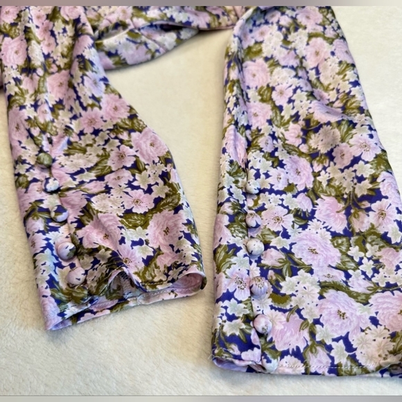 (SOLD) ZARA Satin Effect Mock Neck Longsleeve Dress XL, Purple/Green - Picture 8 of 12